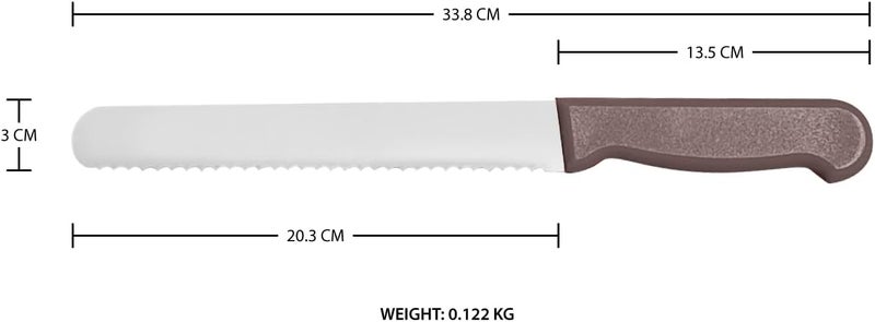 Kitchen Master 8 Inch Stainless Steel Serrated Bread Knife (Brown) | Professional Slicer, KMK034 - Image 2